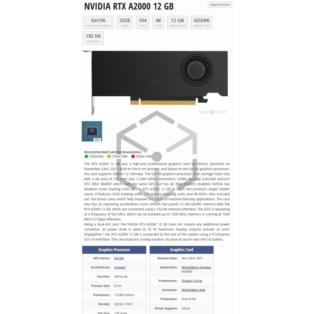 Quadro RTXA2000 12G