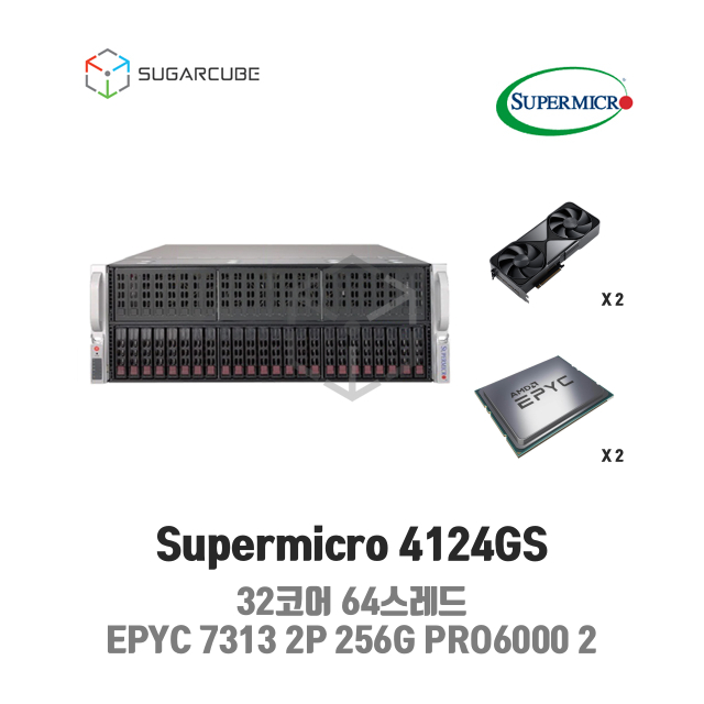 Supermicro 4124GS EPYC 7313 2P 256G PRO6000 MAX-Q 96G 2