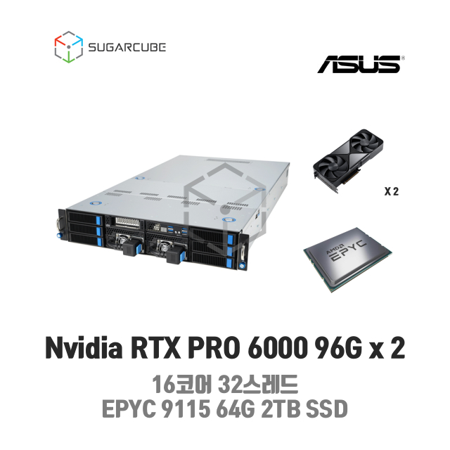 GPU호스팅 RTX6000 PRO 96G 2 16코어 32스레드 64GG 2TB SSD 딥러닝 빅데이터 학습 데이터센터 회선포함